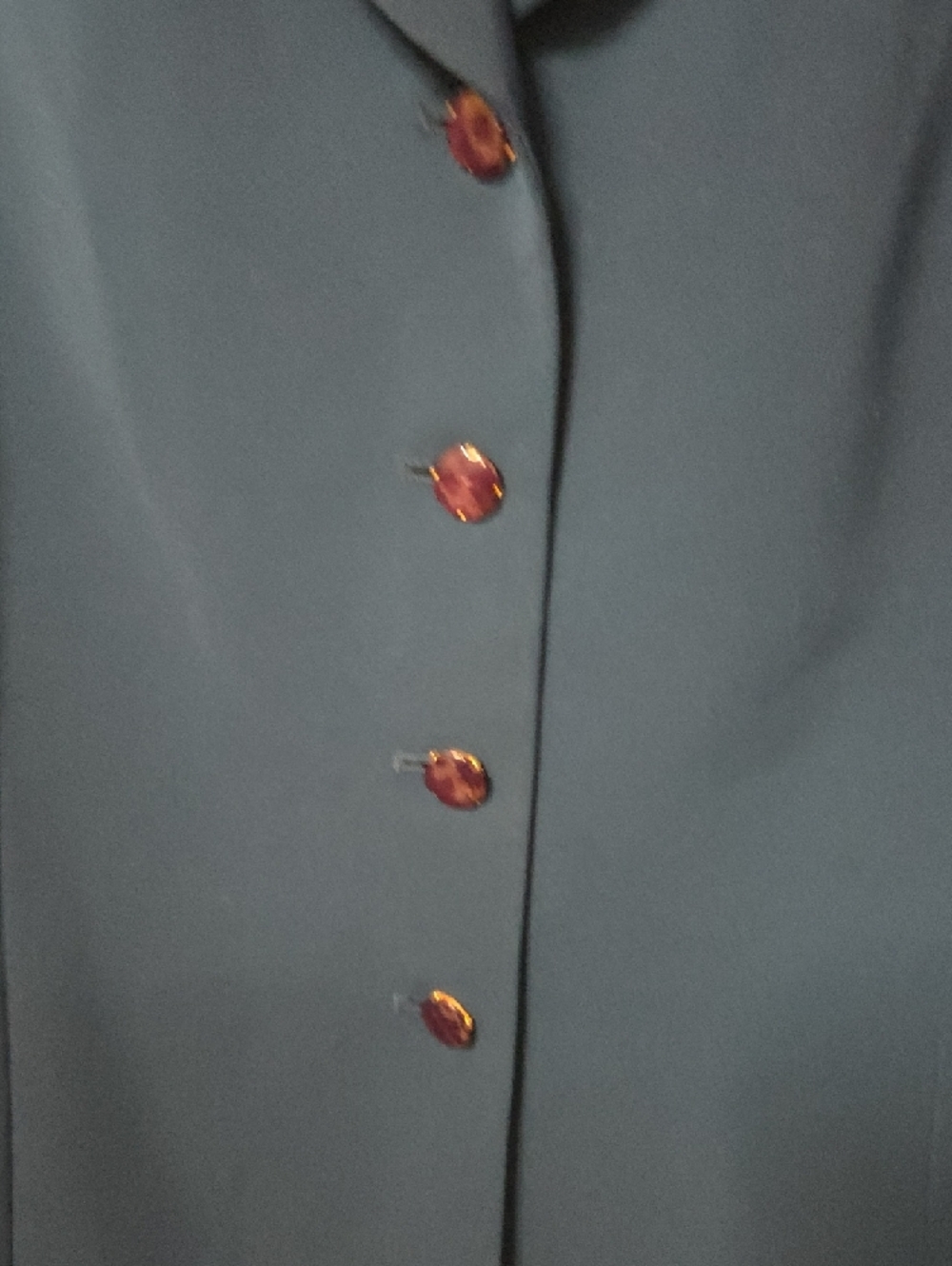 Le Suit Teal Blue Shawl Collar Blazer with Decorative Buttons Size 18 - Picture 3 of 5